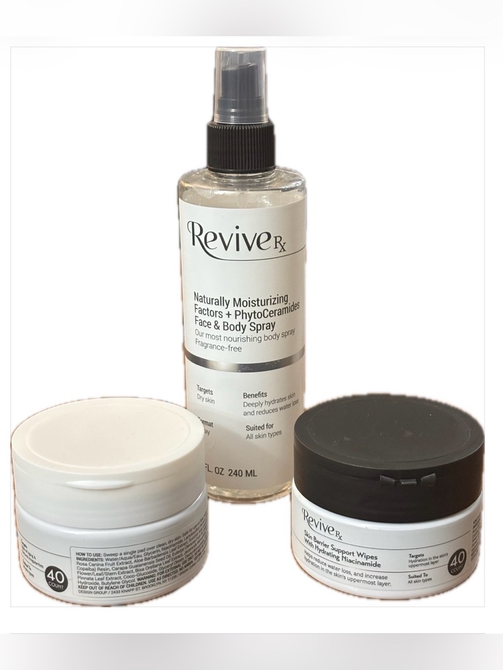 Face & Body Spray and Wipes Set in White